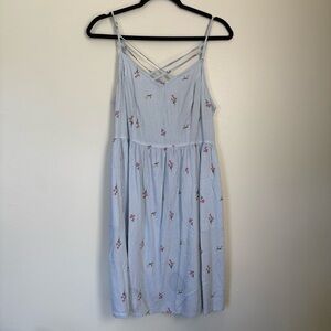 SO Blue Striped Floral Midi Dress Size Large